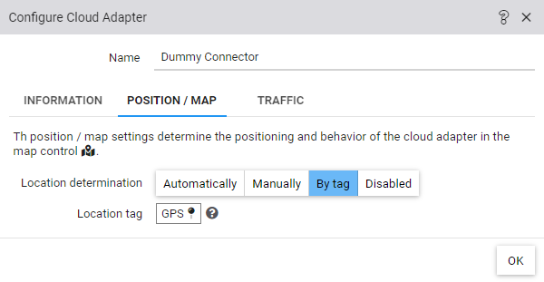 Konfiguration der Position am Cloud Adapter