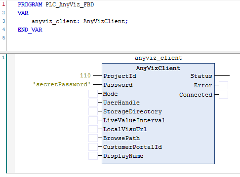 Beispiel zur Integration des HVAC Automation Cloud Adapter Funktionsbaustein in der Programmiersprache FUB