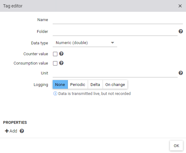 Konfiguration eines globalen Datenpunktes im Datenpunkteditor